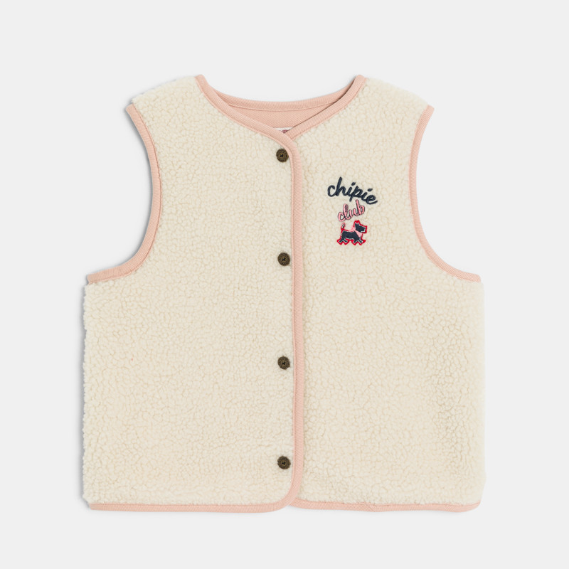 Ärmellose Weste in Beige aus Teddyfell für Mädchen Chipie