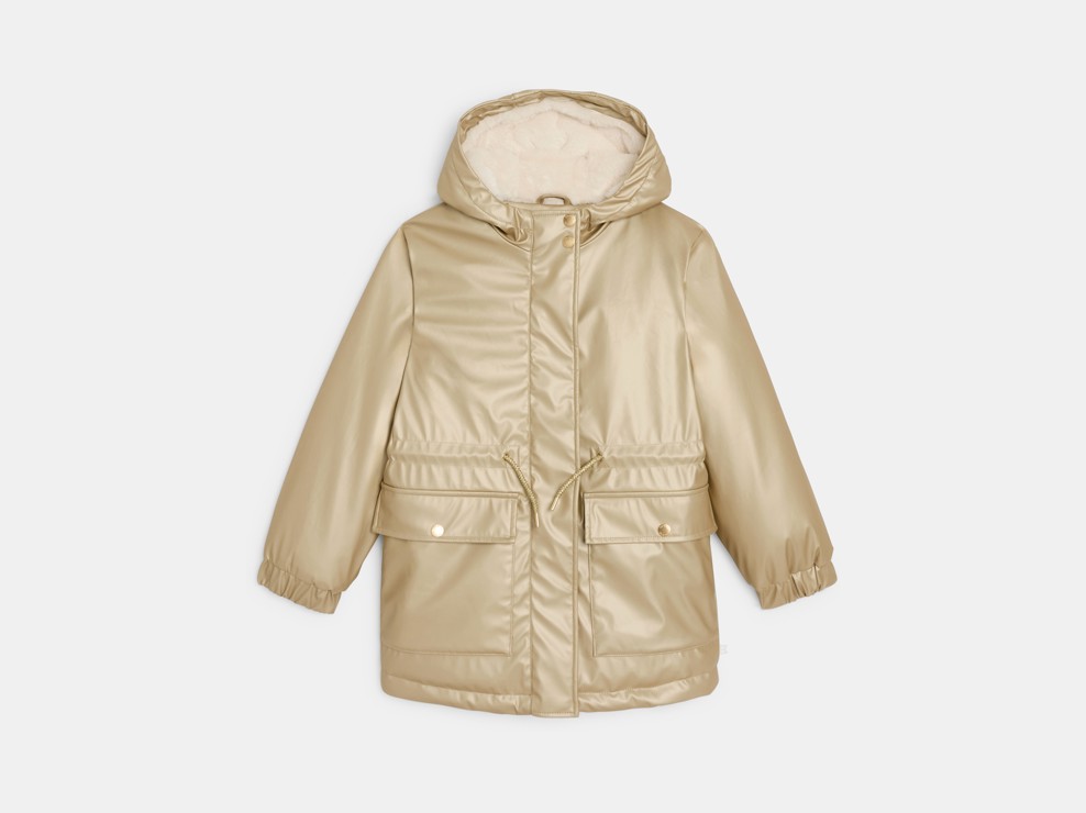 Beige gevoerde oliejas voor meisjes 1