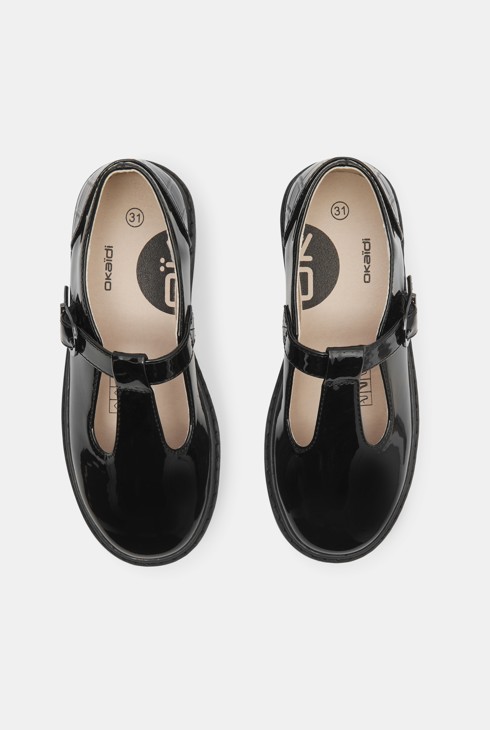 Crne lakirane mokasinke s remenčićem za djevojčice 2