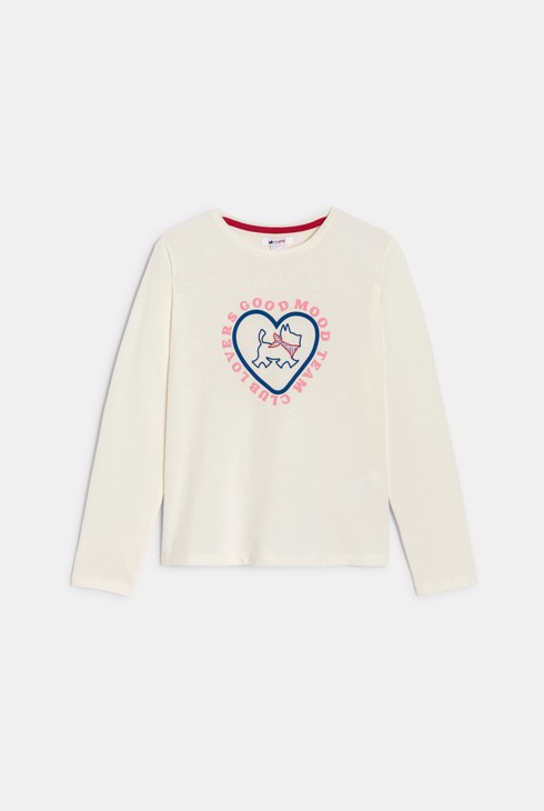 T-shirt bianca con scottish a maniche lunghe bambina Chipie 1