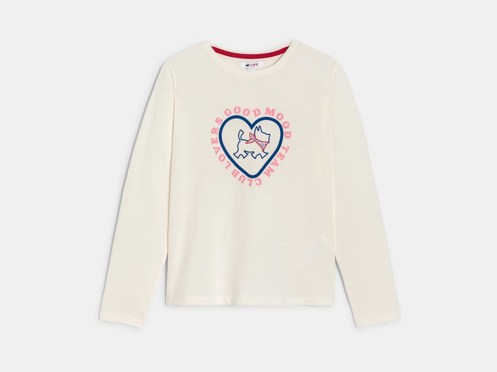 Camiseta blanca de manga larga scottish niña Chipie 1