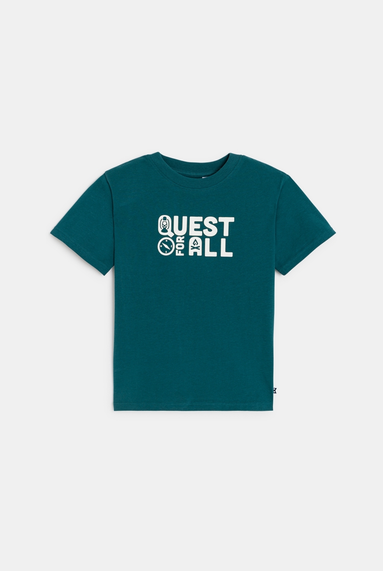T-shirt manches courtes à message vert Garçon 1