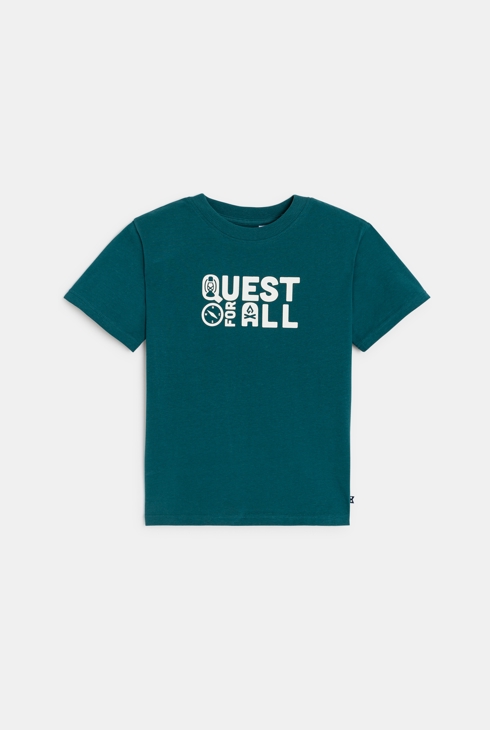 T-shirt manches courtes à message vert Garçon 1