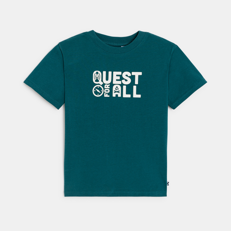 Grünes Kurzarm-T-Shirt mit Schriftzug Jungen