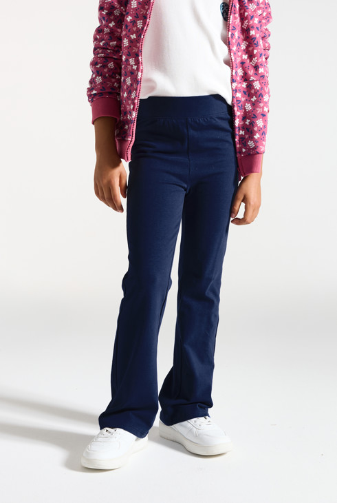 Leggings flare tinta unita blu navy per bambina 2