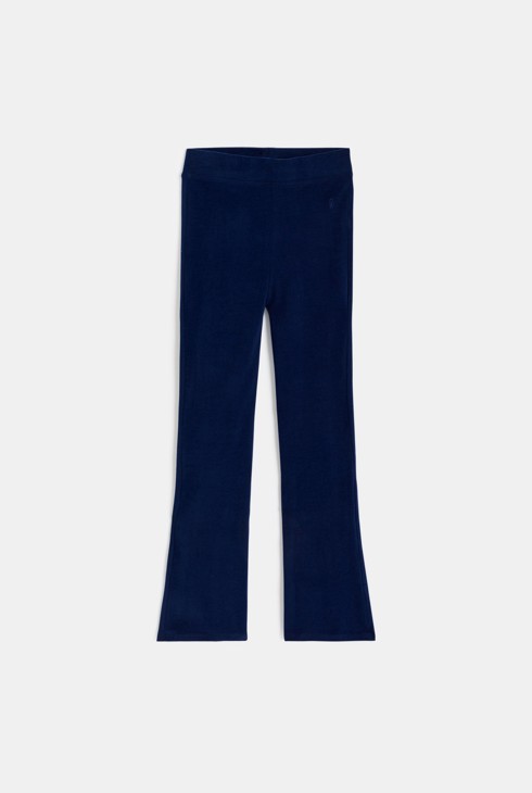 Girl's plain navy blue flared leggings 2