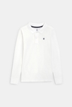 Polo à manches longues en jersey piqué blanc Garçon