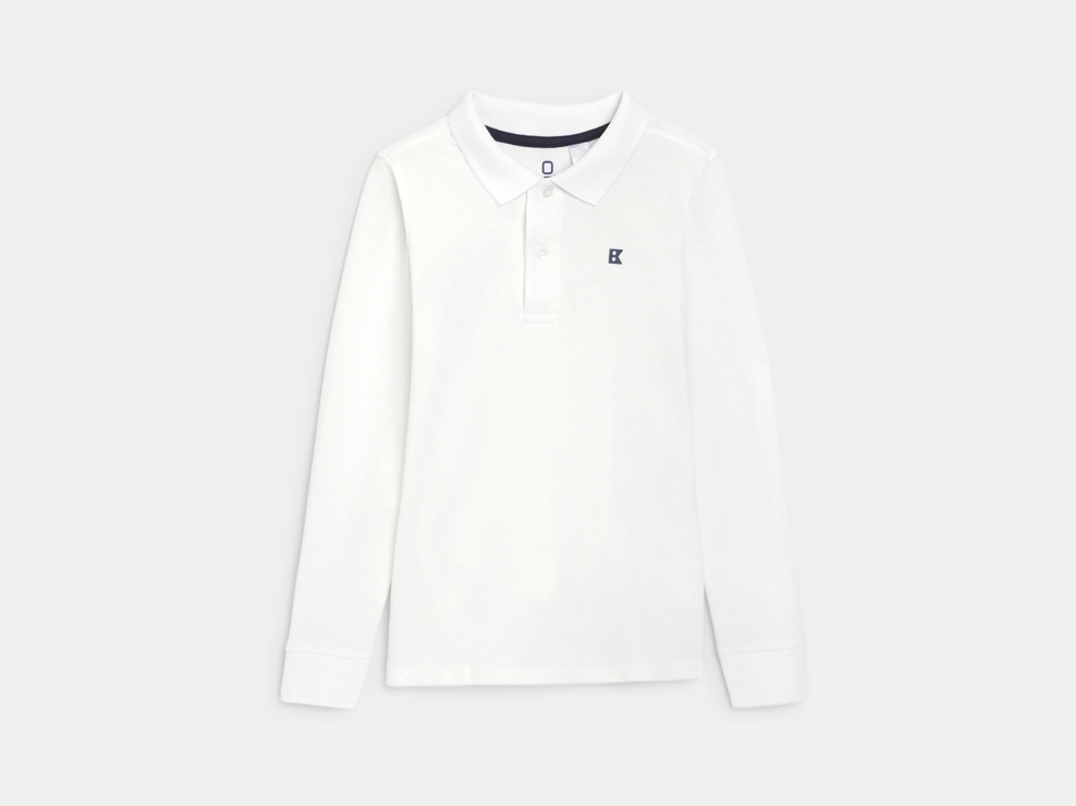 Langärmeliges Polo-Shirt aus Piqué-Jersey in Weiss für Jungs 1