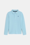 Polo à manches longues en jersey piqué bleu Garçon