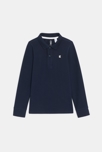 Polo à manches longues en jersey piqué bleu Garçon