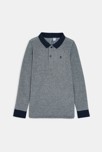 Polo à manches longues en jersey piqué bleu Garçon