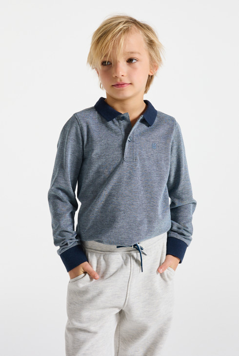 Plava polo majica dugih rukava od pike žerseja za dječake 2