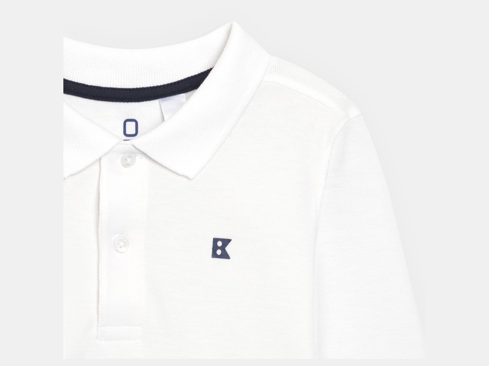 Langarm-Poloshirt aus Pikee-Jersey weiß Jungen 2