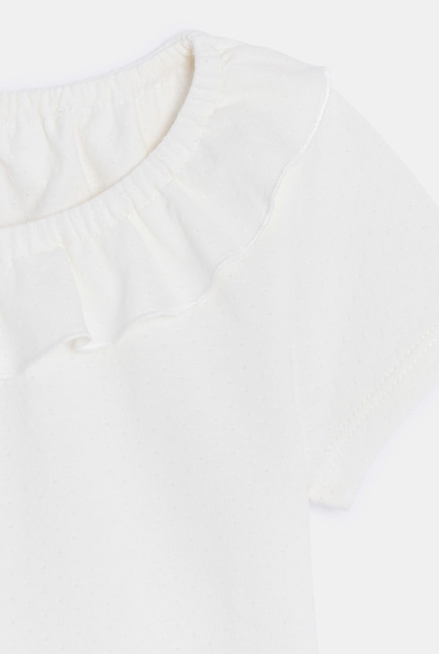 Bijela majica s ovratnikom s volanom za djevojčice 2
