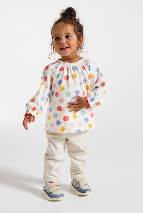 Ružičasta elastična bluza s printom za djevojčice 1