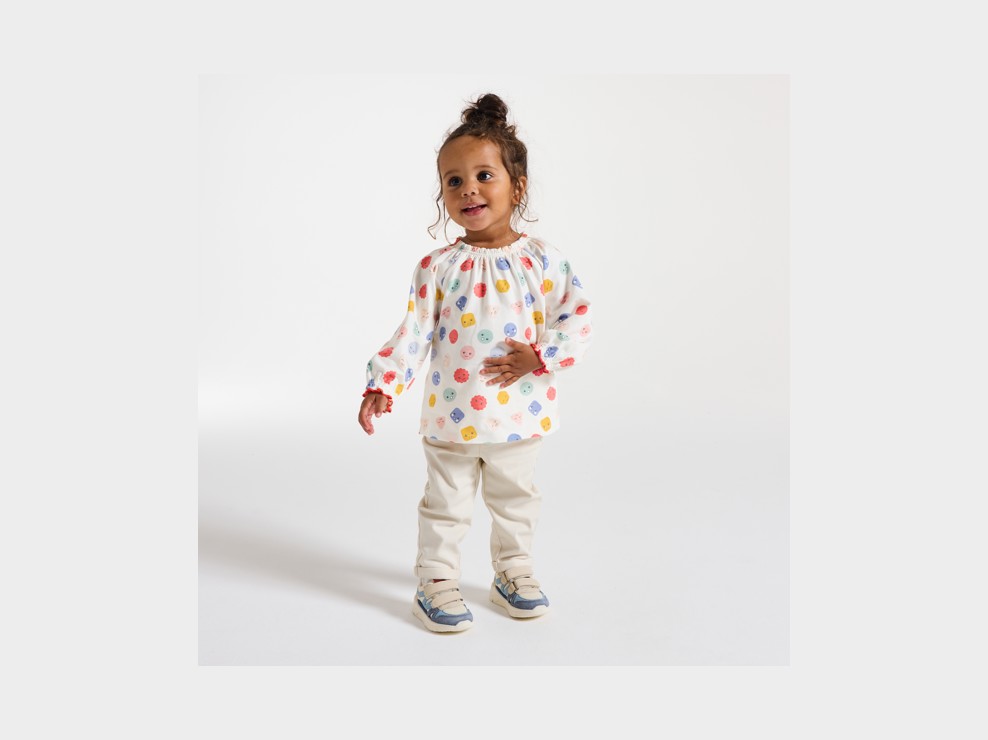 Bluse bedruckt elastisch rosa Kleinkind Mädchen 1