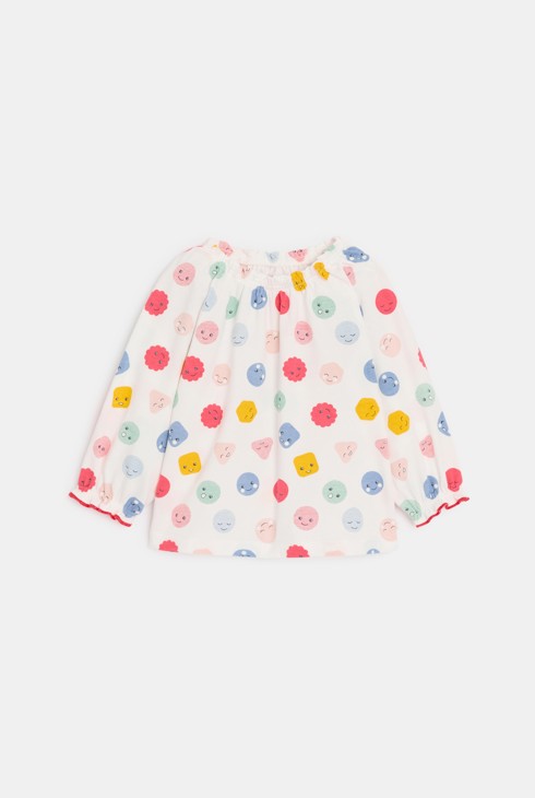 Ružičasta elastična bluza s printom za djevojčice 2