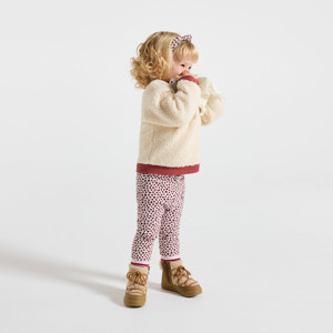 Sherpa-Sweatshirt und Jersey-Leggings bedruckt beige Kleinkind Mädchen