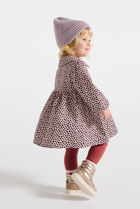 Kleid Leopardenmuster und Leggings bordeauxrot Kleinkind Mädchen 2