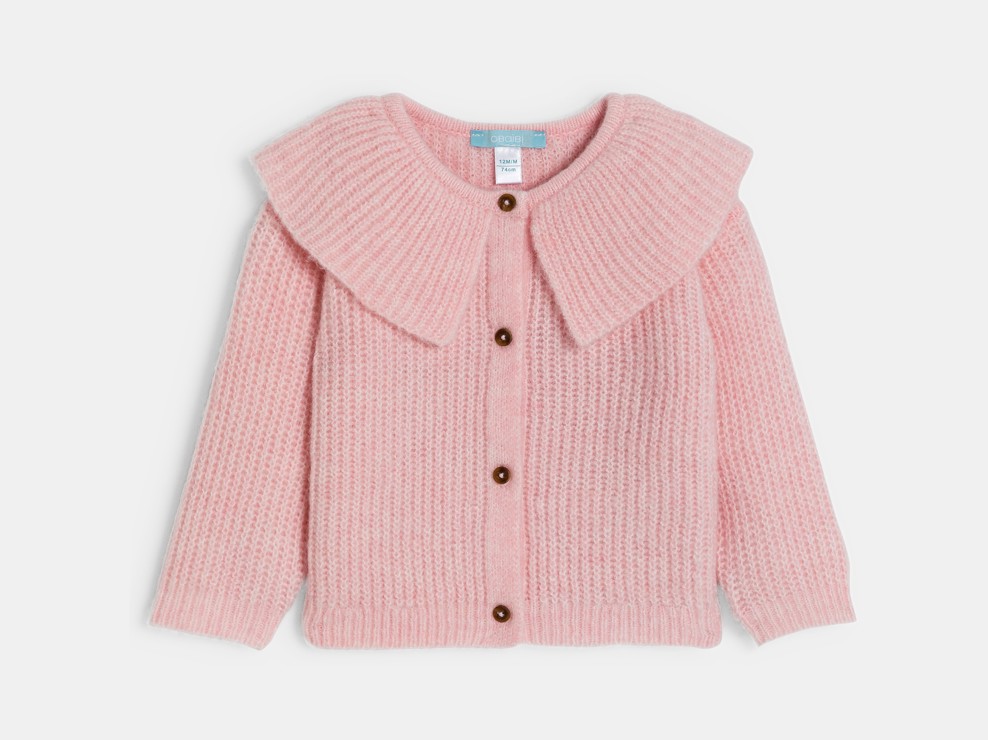 Cardigan col Claudine fille rose 1