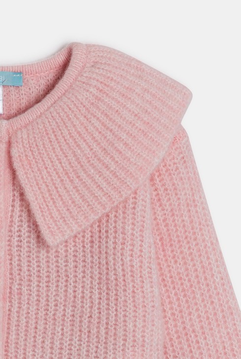 Dekliška rožnata jopica s peter pan ovratnikom 2