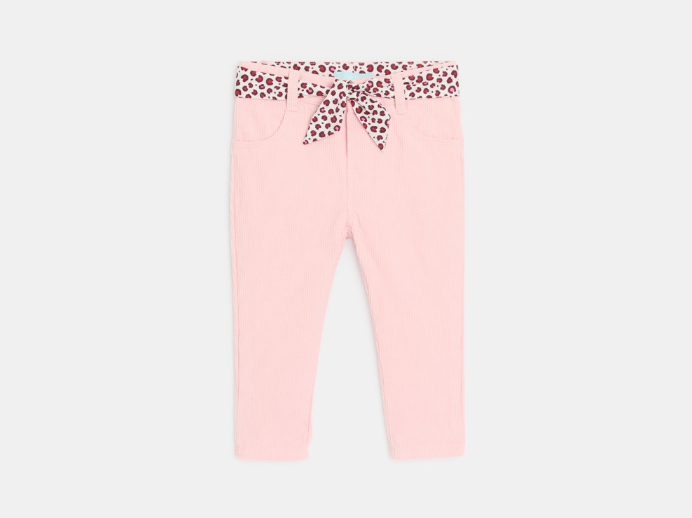 Pantalón terciopelo cinturón leopardo rosa bebé niña 2