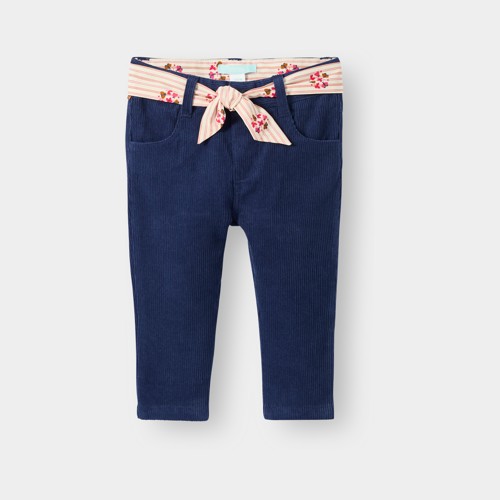 Pantalon Velours Côtelé Bleu Fille - Bleu Prusse - 5A - OBAIBI