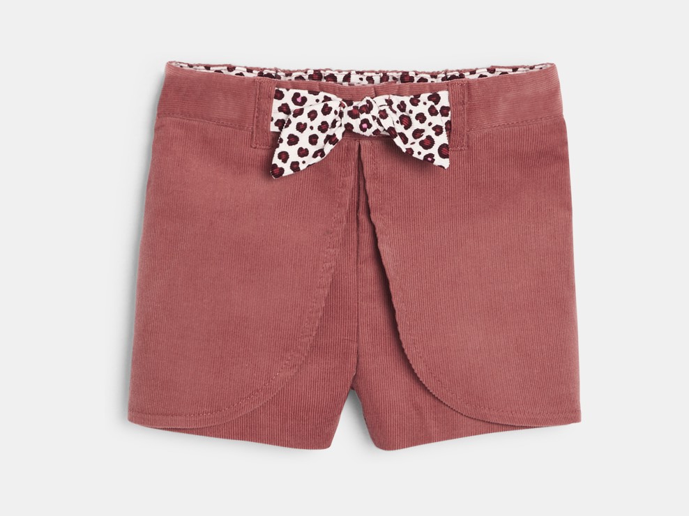 Rosa Baby-Shorts aus Cordsamt mit Schossteil für Mädchen 1