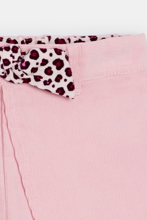 Svjetloružičaste kratke hlače s preklopom od rebrastog baršuna za djevojčice 2