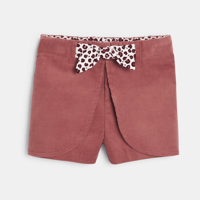 Shorts aus rosa Cordstoff mit Bahnen für kleine Mädchen