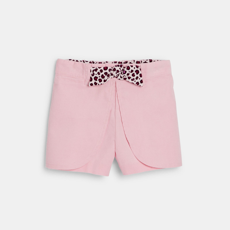Shorts aus hellrosa Cordstoff mit Bahnen für kleine Mädchen