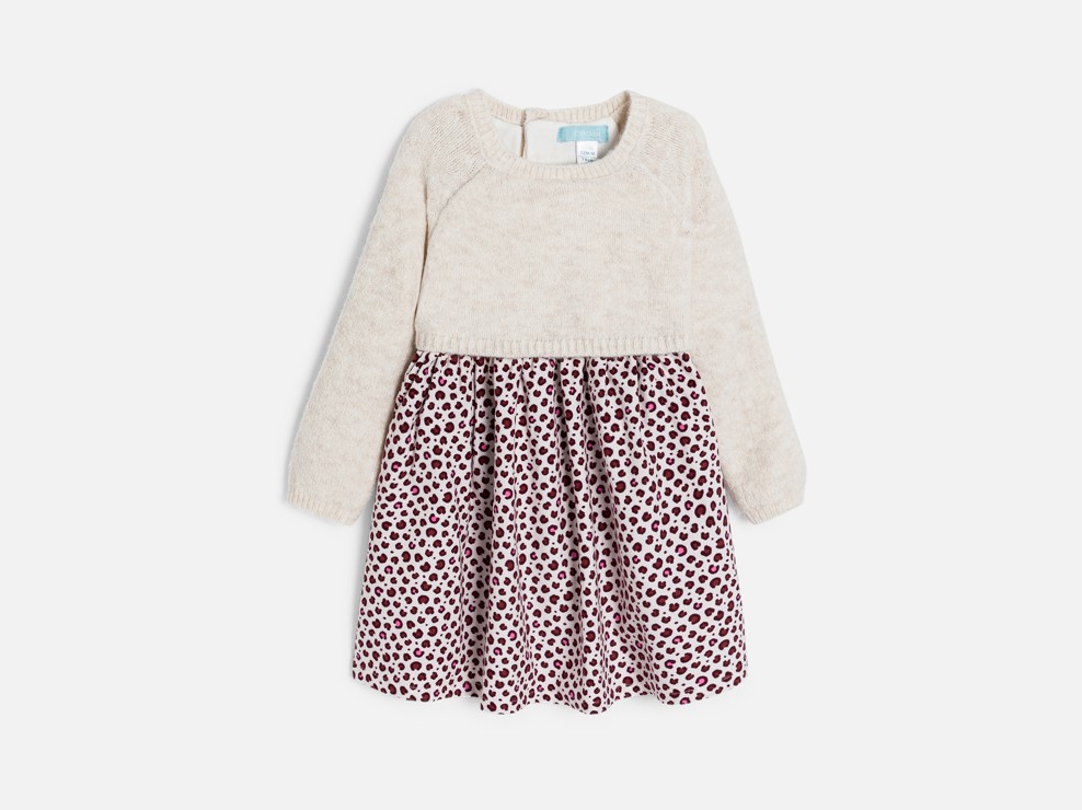 Robe 2 en 1 maille et velours léopard beige bébé fille 2