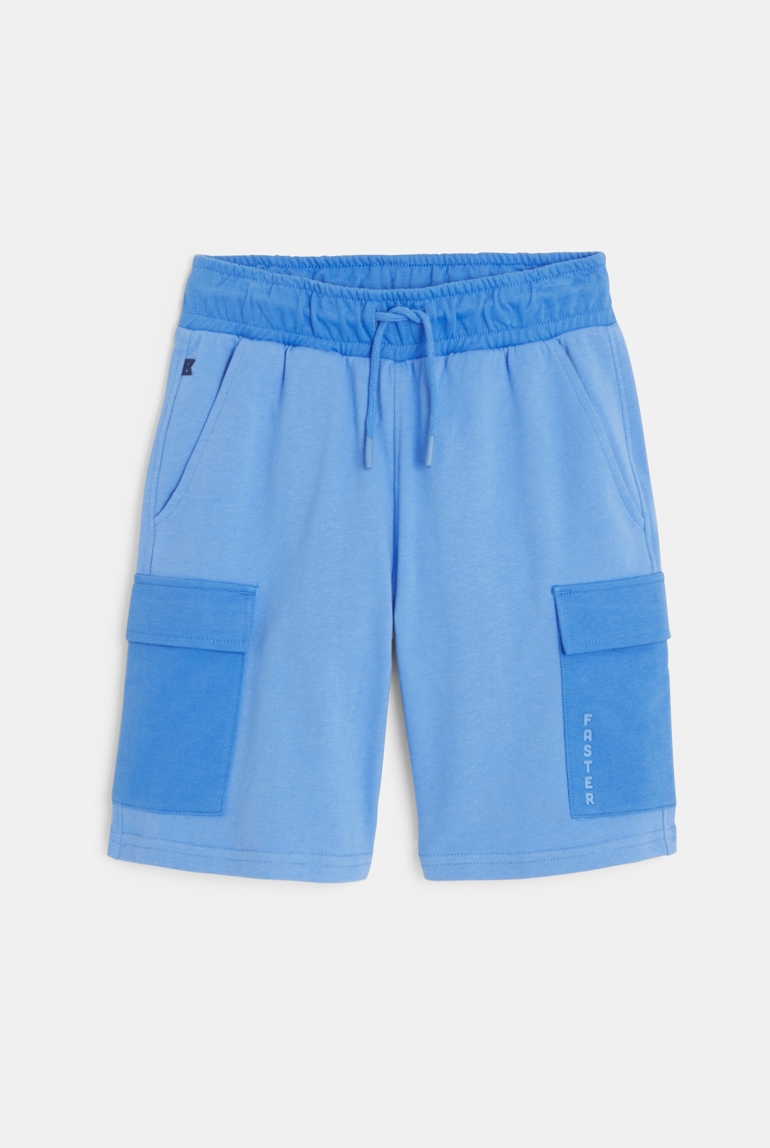 Bermuda cargo en molleton bleu Garçon 1