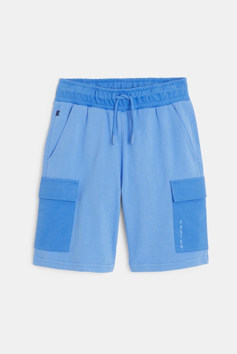 Bermuda cargo en molleton bleu Garçon