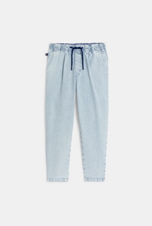 Pantalon rayé délavé bleu Garçon