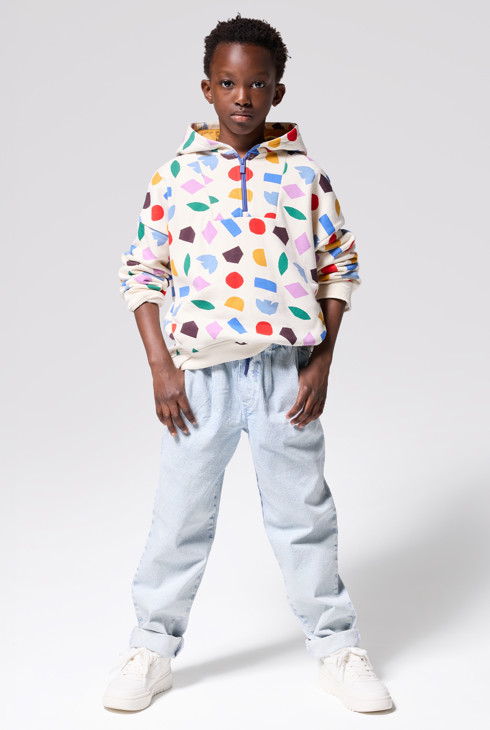 Pantalon rayé délavé bleu Garçon 1