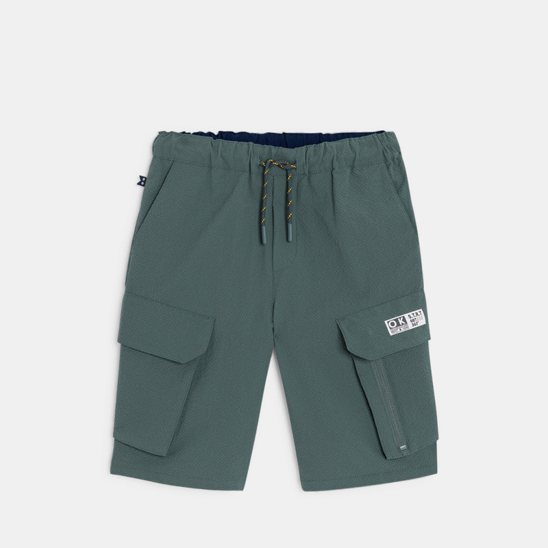 Khakigrüne Cargo-Bermudashorts Jungen