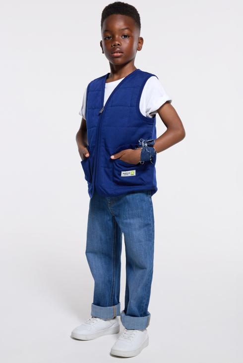 Ärmellose Jacke Reißverschluss marineblau Jungen 1