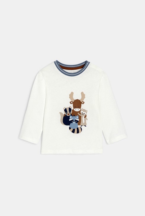 Camiseta de manga larga animales blanco bebé niño 1