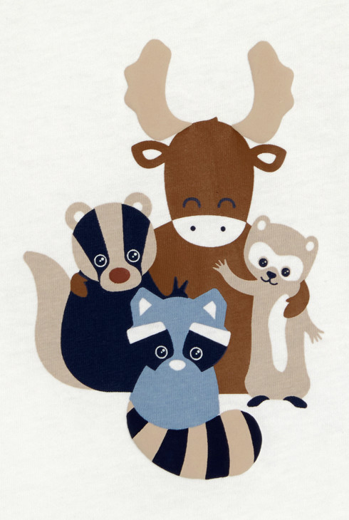 T-shirt manches longues animaux blanc bébé garçon