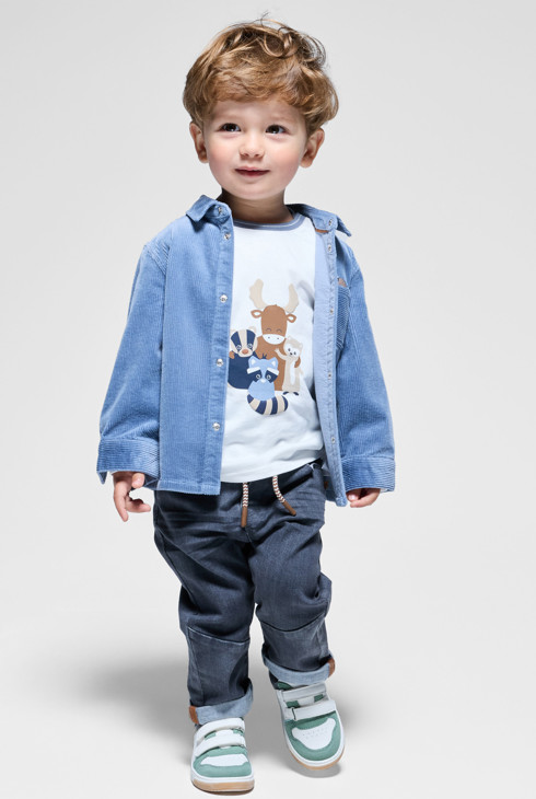 Camiseta de manga larga animales blanco bebé niño 1