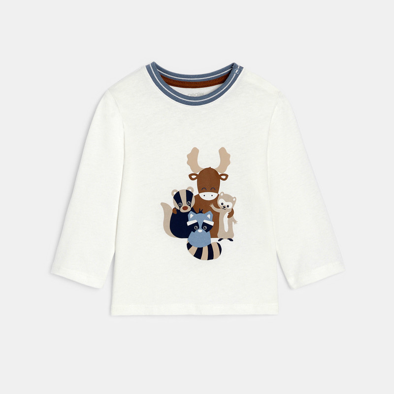 Weißes Langarm-T-Shirt mit Tiermotiv für kleine Jungen