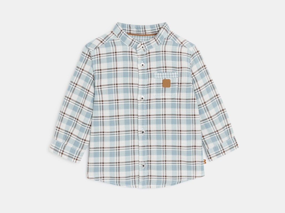 Chemise à carreaux tubique bleu bébé garçon 1