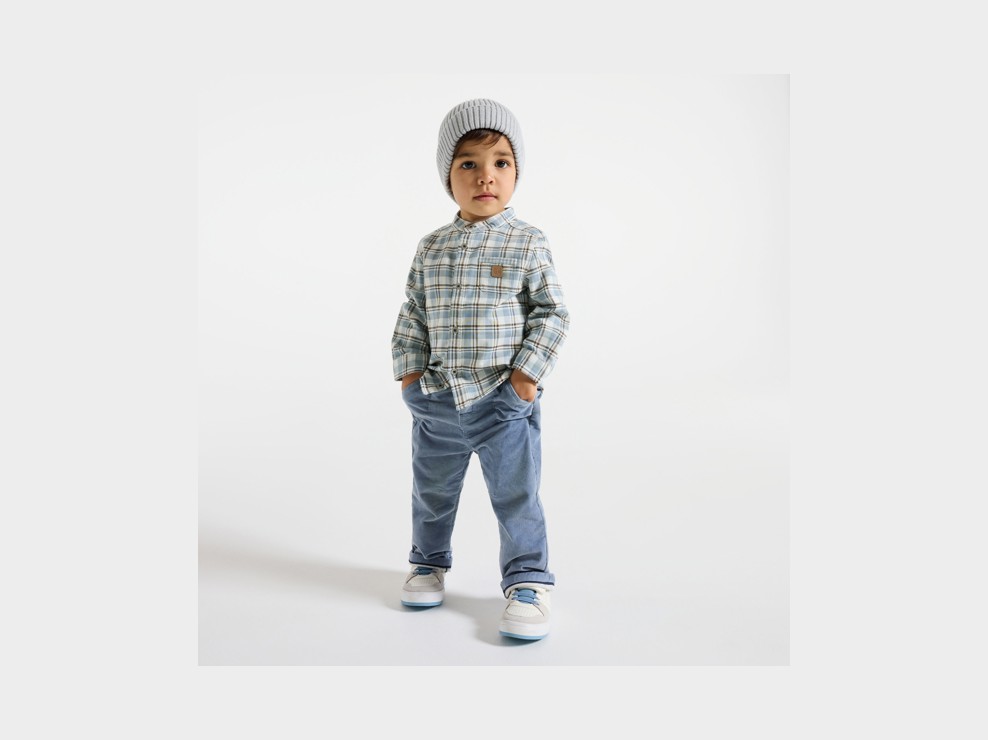 Camisa de cuadros túbico azul bebé niño 1
