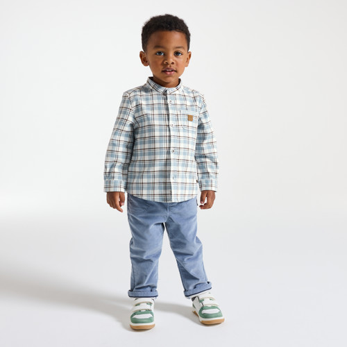 Chemise À Carreaux Tubique Bleu Bébé Garçon - Carreaux Bleu - 3M - OBAIBI
