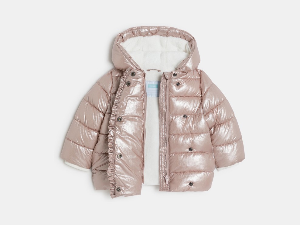 Doudoune matelassée doublée à capuche irisée rose bébé fille 2
