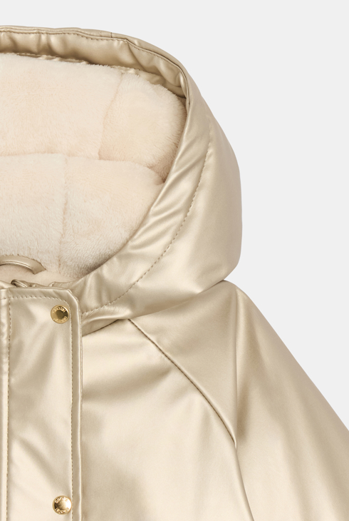 Beige blinkende waterafstotende jas met voering voor babymeisjes 2