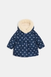 Manteau déperlant matelassé fleuri bleu bébé fille