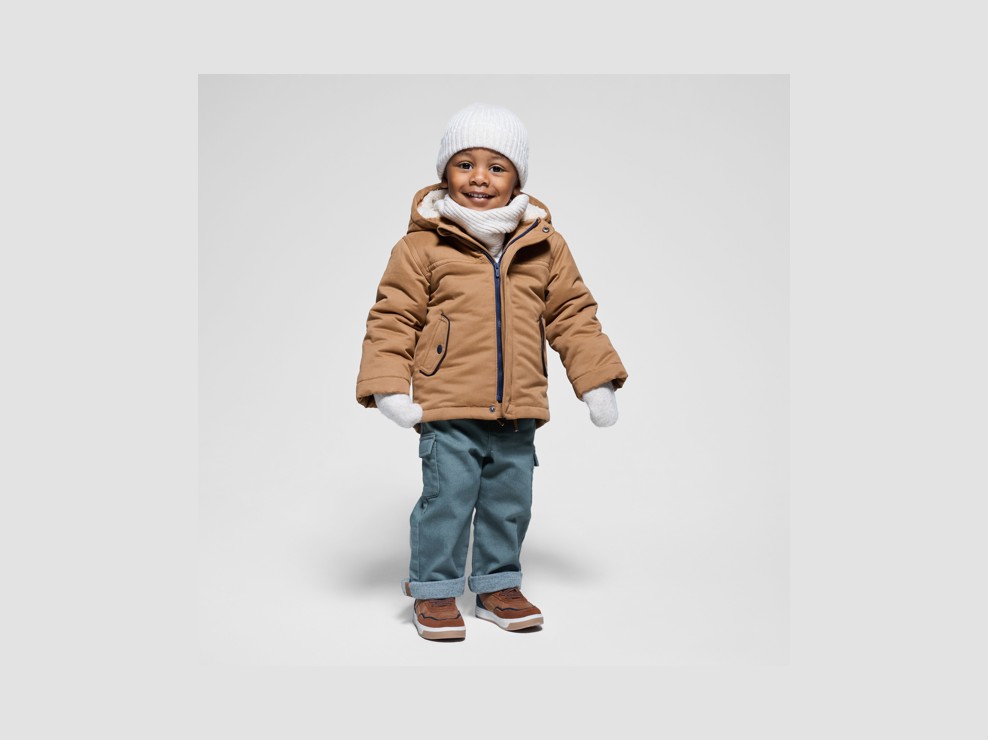 Bruine 2-in-1 gevoerde jas voor jongens 1