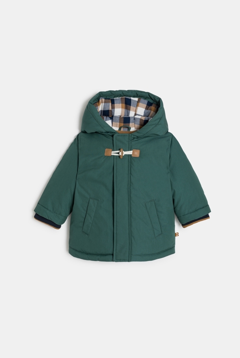 Manteau imperméable chaud à capuche vert bébé garçon 1